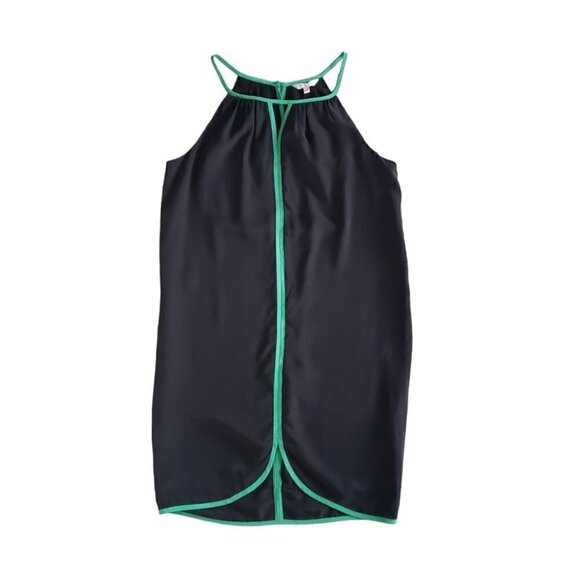 NWT Tori Richard Honolulu Silk Cocoon Dress Sleeveless Black Green Trim - Picture 1 of 7